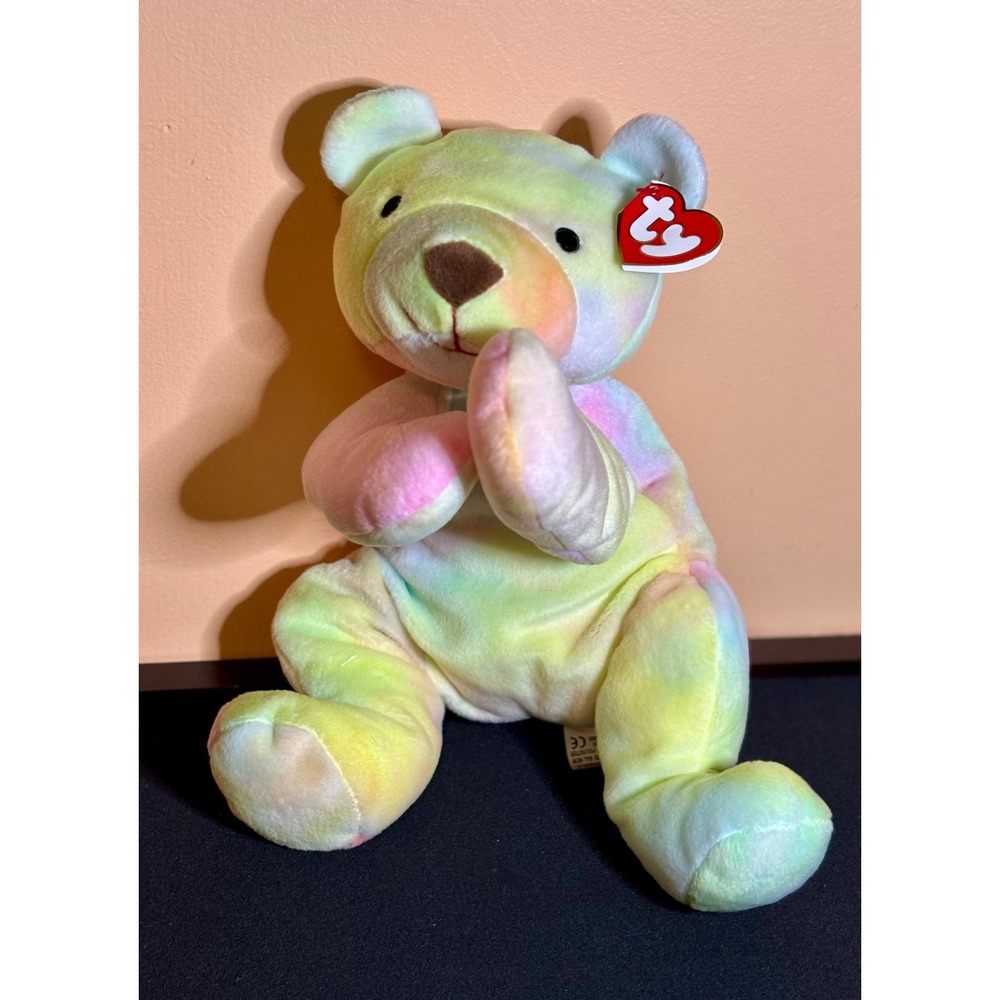 Ty Pillow Pals Sherbet Bear Pastel Tie Dye Plush 1999 Vintage Stuffed Animal